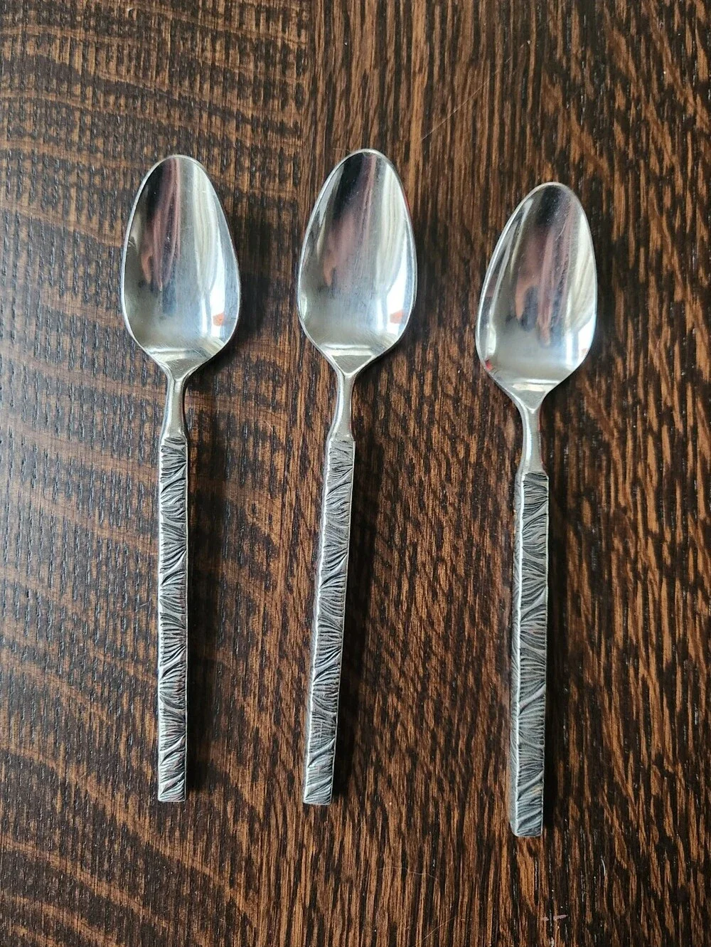 Orleans Silver Stainless Teaspoons Exotic Pattern MCM Set of 3 - EUC $20